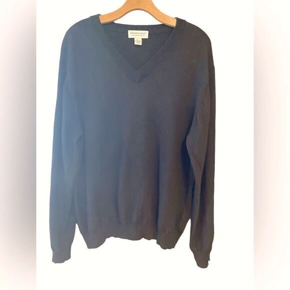 Pronto Uomo 2XL Black V-Neck 100% Merino Wool Winter Warm Classic Crew Sweater - Picture 1 of 5